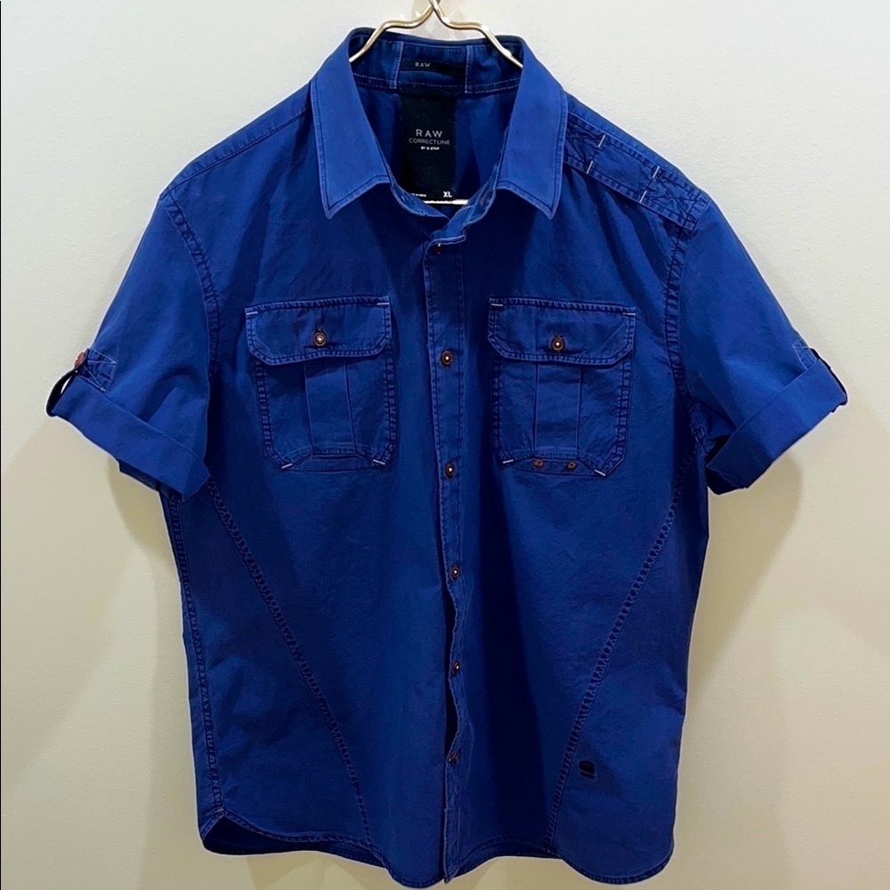 G-Star Raw Denim Blue Men’s Rollup Sleeve Button Down Shirt. XL.